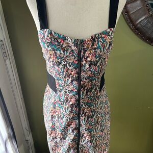 XXI Multicolor Floral Strapless Dress with Black Accents Medium Full Font Zip